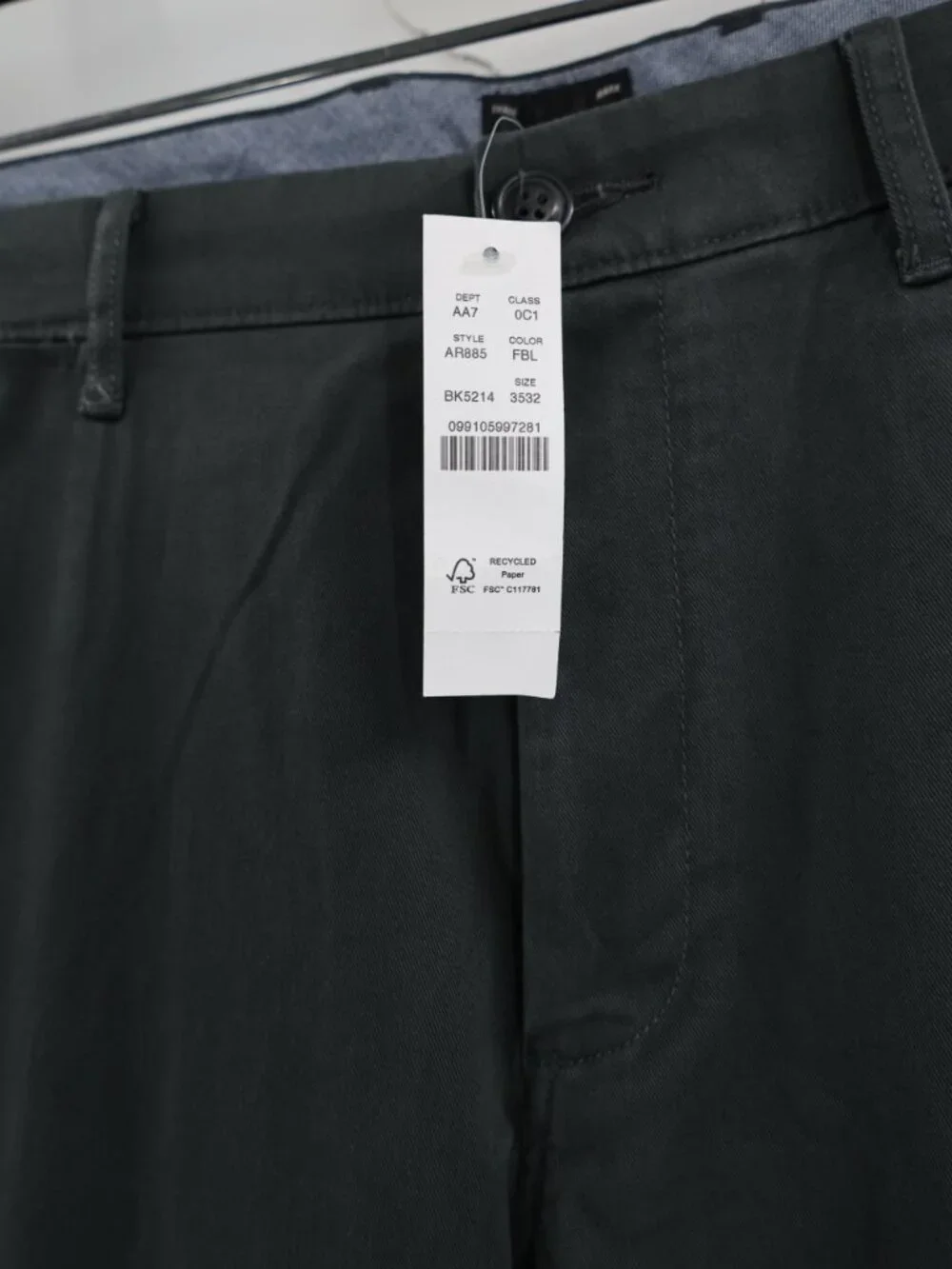 NWT J Crew Pants Men's 35 484 Slim Fit Cotton Stretch Chino Straight Leg Green